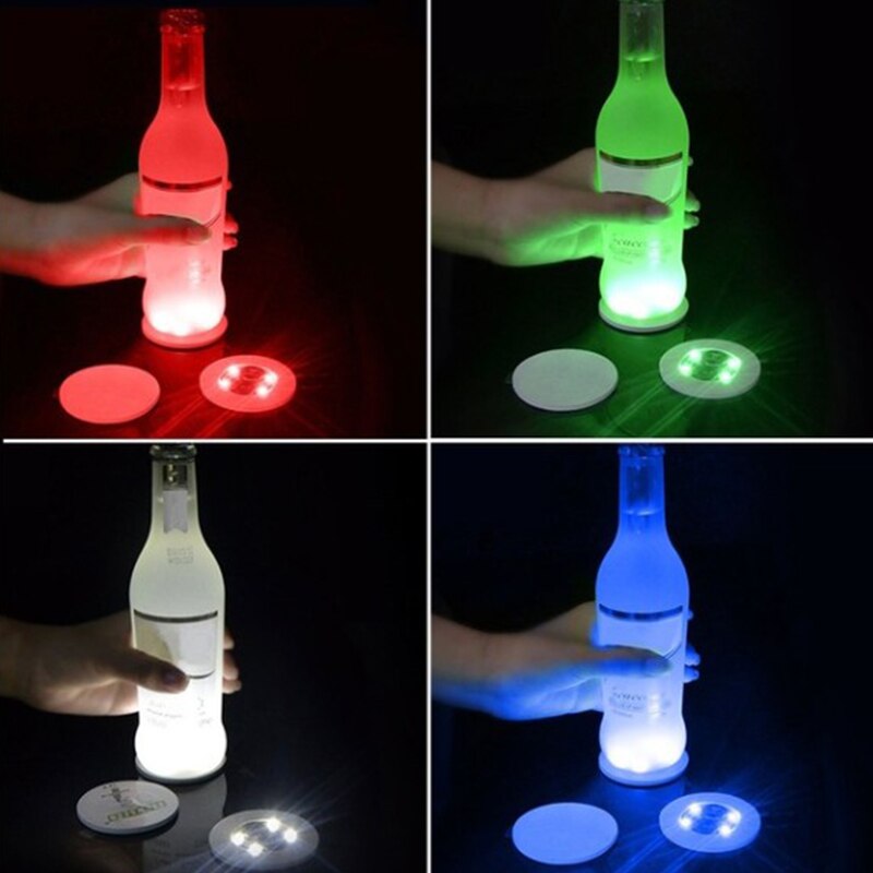 Posavasos luminiscentes LED a prueba de agua, lámpara de atmósfera parpadeante KTV, pegatinas de taza luminiscente