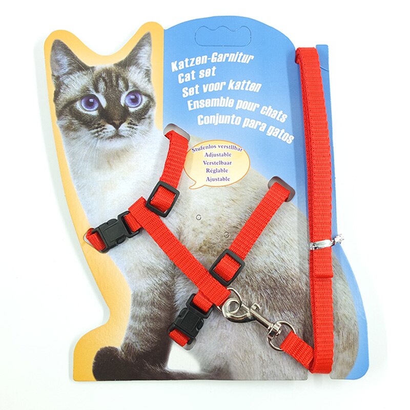 9 Kleuren Verstelbare Kat Leash Set Nylon Pet Kat Riemen Touw Voor Puppies Lopen Borstband Pet Product