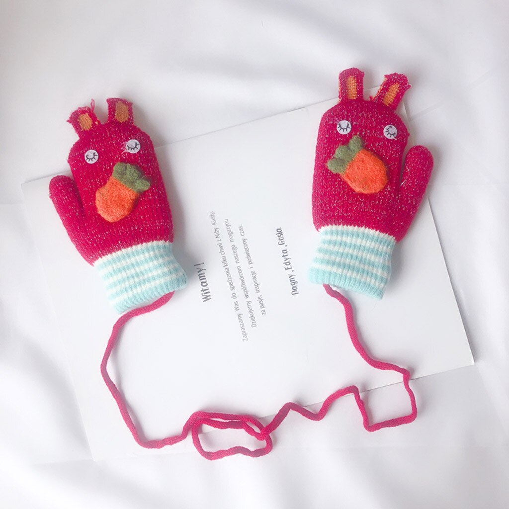 Baby Cartoon Full Finger Warm Gloves Thicken Knitted Mittens Gloves Toddler Boys Girls Cute winter mitten Guantes de bebe