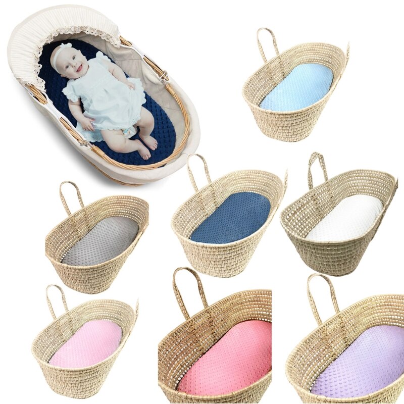 Bassinet Sheets Minky Dot Fitted Sheet Super Soft Breathable Flexible for Cradle Moses Basket and Bassinet Mattress