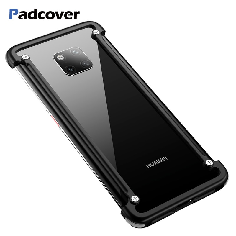 Padcover airbag metal quadro forma à prova de choque caso do telefone para huawei companheiro 20 rs 20x 20 pro luxo telefone pára-choques com filme traseiro presente