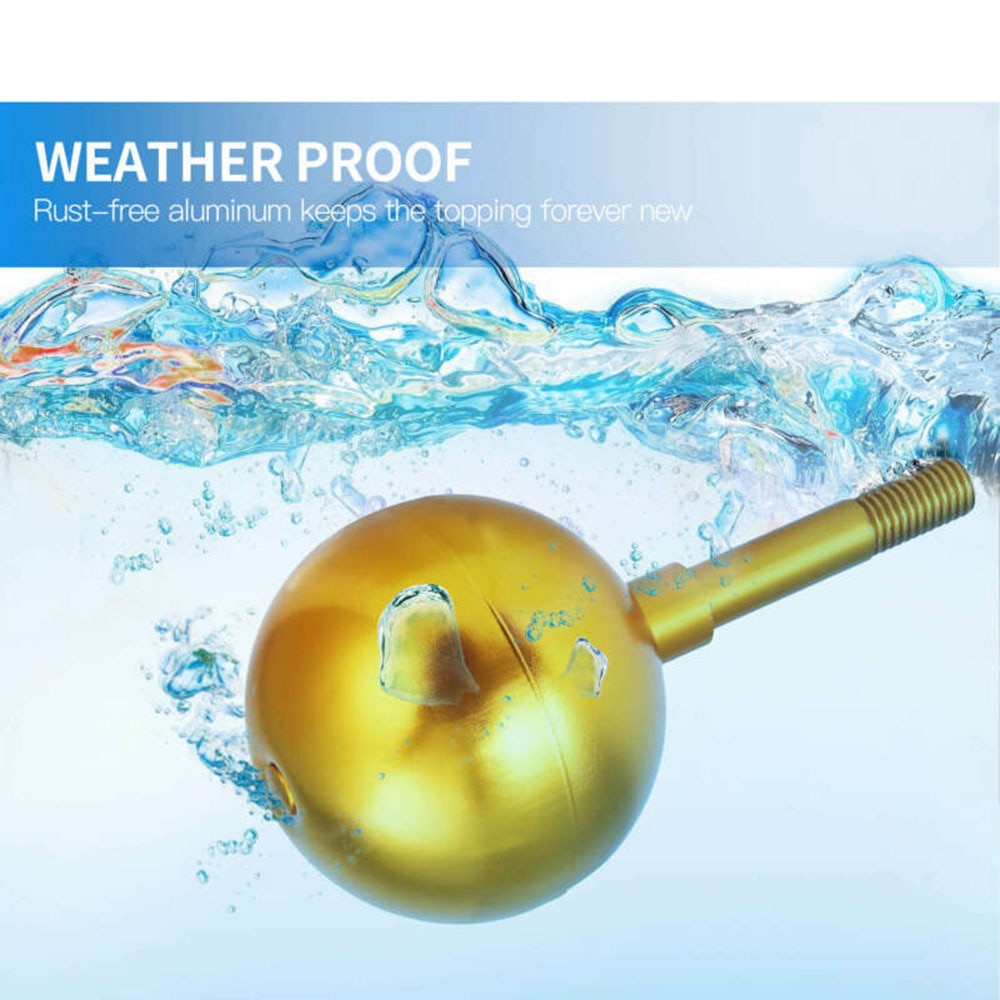 Outdoor Flagpole Ball Topper Ornament 3inch Gold Anodized Aluminum Finish Aluminum Gold Anodized Aluminum Finish