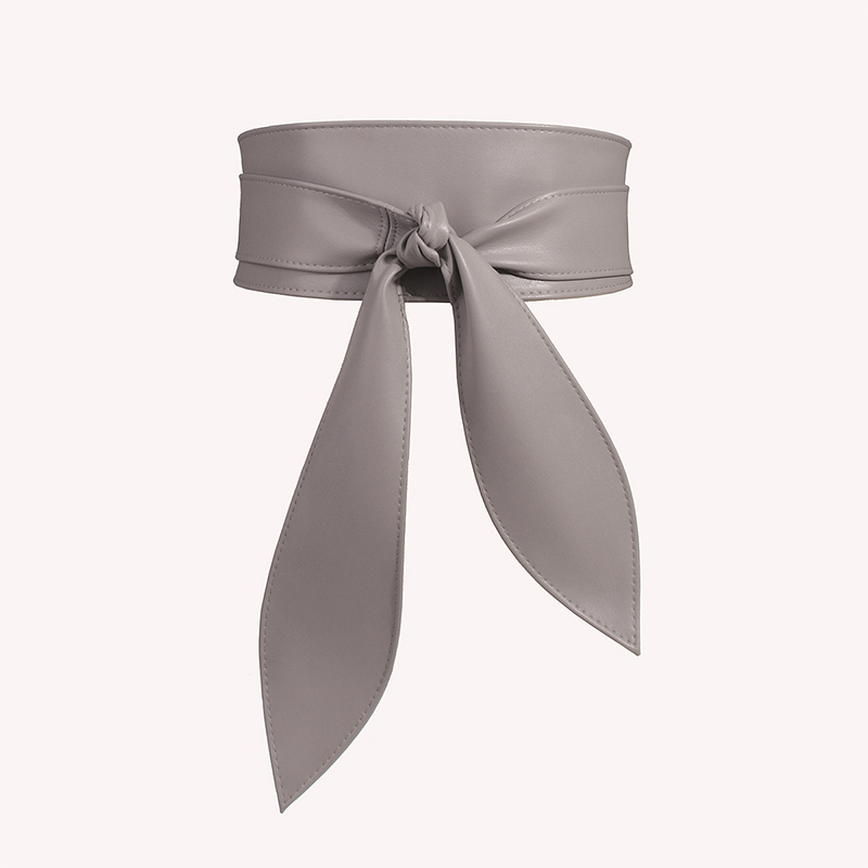 Ceinture à nœud de tempérament, en simili cuir, à la , large, délicat, doux, accessoires pour vêtements,: grey