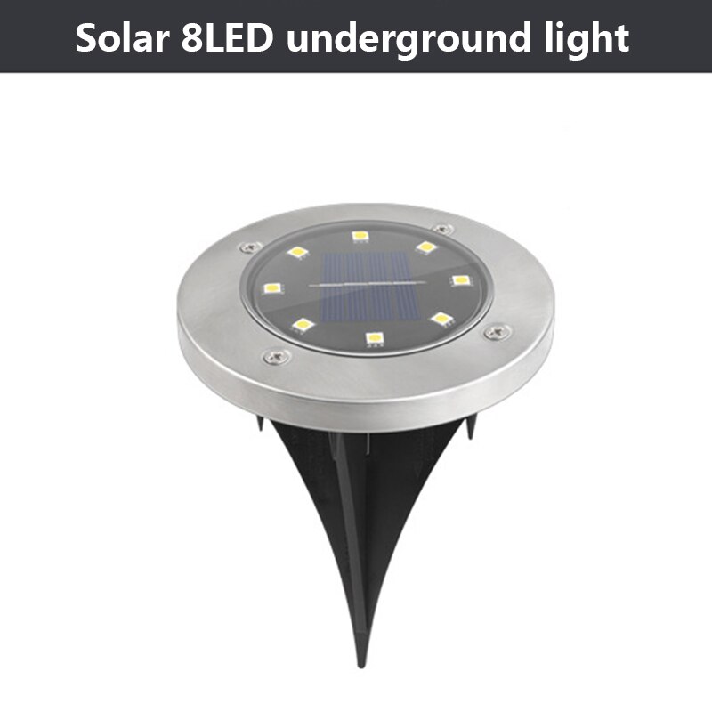 8 stk solcelle sti lys solenergi disk lys gang gulv lys underjordiske lamper udendørs have landskab have græsplæne lampe: Solar --8 led / 8 stk hvid