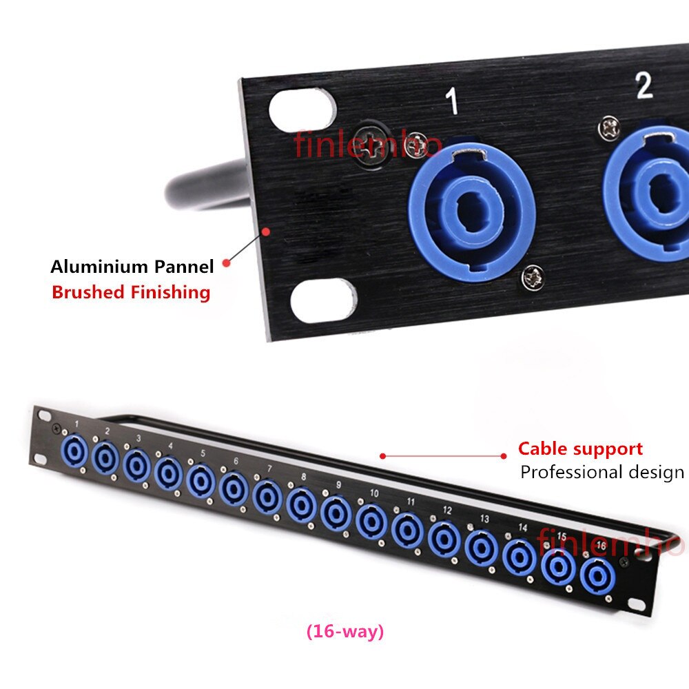 Rack Patch Panel 8 12 16 Way SpeakOn Chassis Connnector 1U Flight Case Mount For Loudspeaker Audio Cable Male Plug