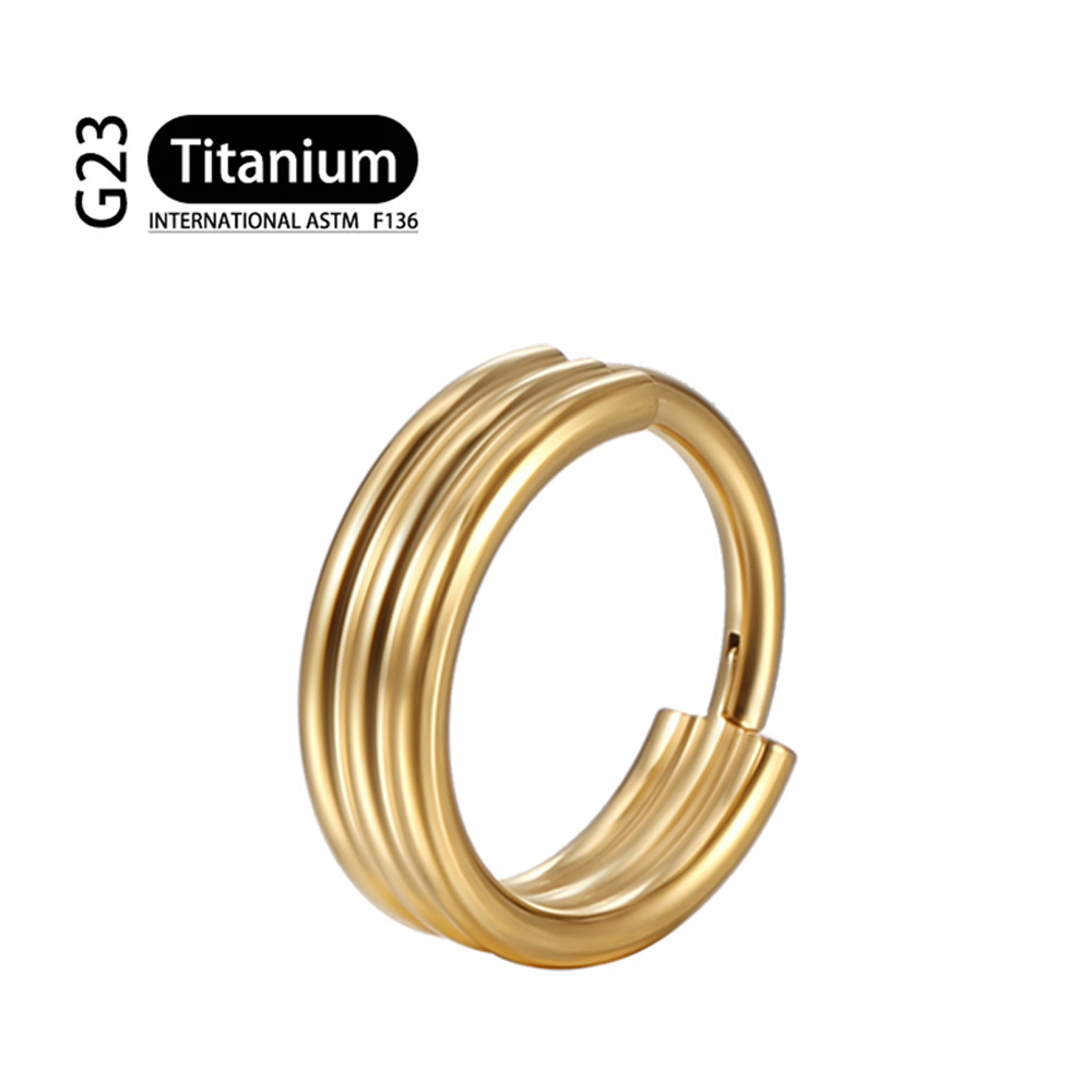 Piercing de titanio G23, doble capa, Triple pila, anillo de nariz de circón con bisagras, cartílago de hélice CZ, Clicker de tabique de cartílago pequeño: Blanco / PLATEADO