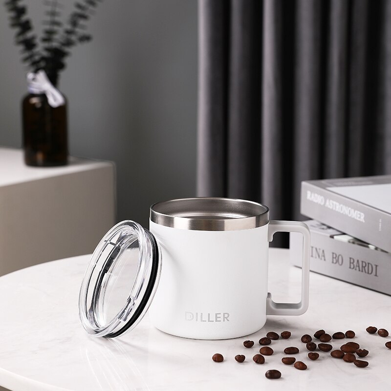 DILLER 600ML Double Wall Stainless steel 304 Coffee Mug office Vacuum Thermos Tea Mug Thermo Cup Water cup with handle For