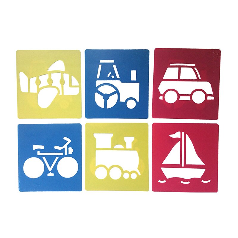 6 Pcs Dei Bambini Multi-A Forma di Righelli di Plastica Pittura Modello di Disegno Stencil di Apprendimento di Arte Strumenti di Disegno Giocattolo Per I Bambini I Bambini: 008