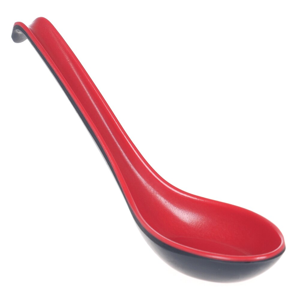 1 Pcs Plastic Soep Lepel Rood En Zwart Keuken Koken Gebruiksvoorwerp Tool Theelepel Catering Soep Catering Lepel: 1