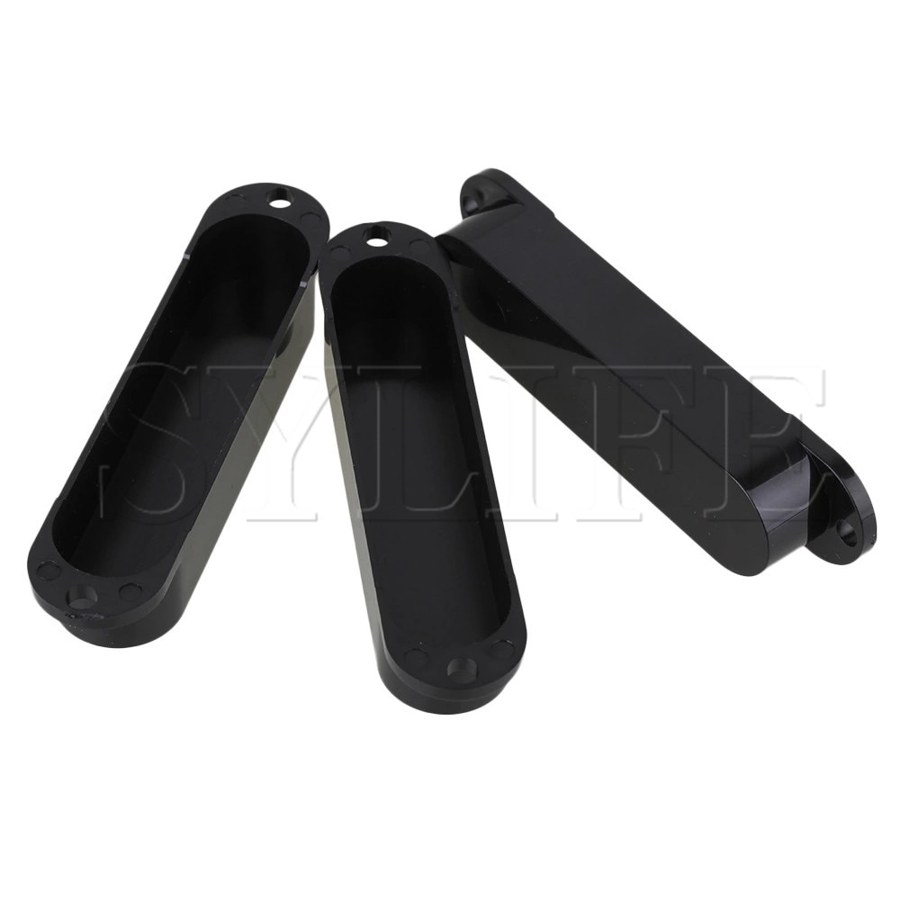 3x Plastic Black Closed Shell Electric Guitar Single Coil Pickup Covers 82mm