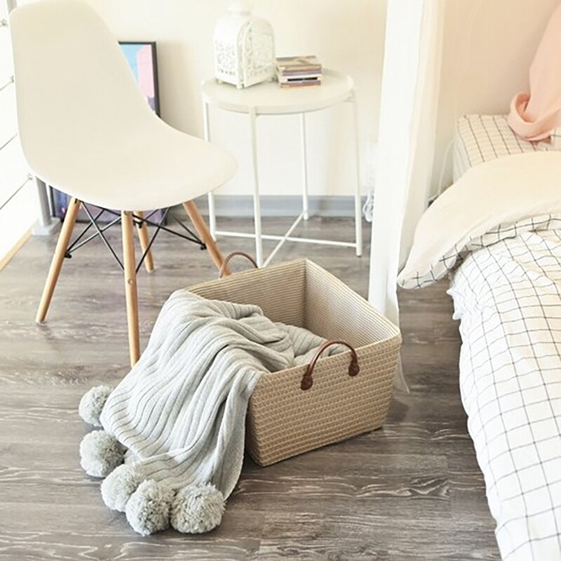 Rectangular Woven Storage Basket Organizer Storage Baskets Reusable Sundries Book Toys Storage Box For Home