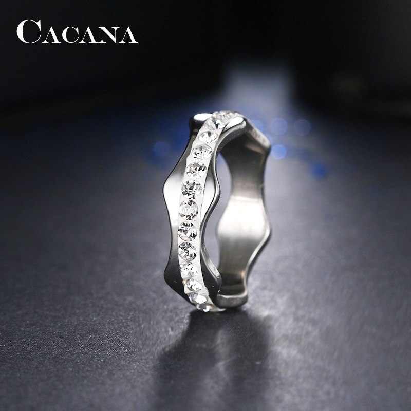 Cacana Rvs Ringen Voor Vrouwen Cz Wave Vorm Sieraden Geen. R86: 11 / Zilver