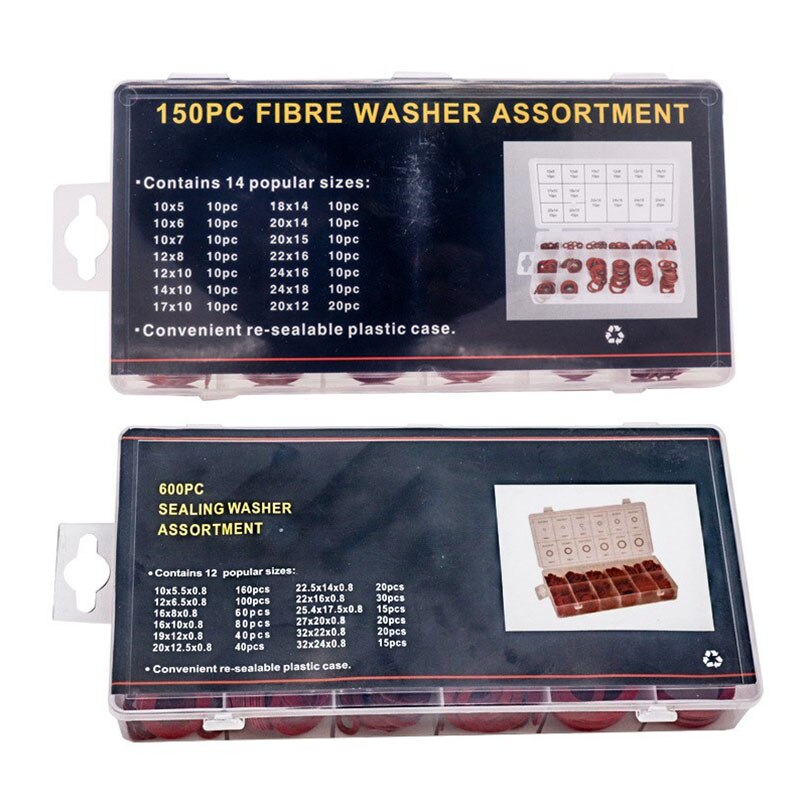 600Pcs 12 Maten Rood Staal Papier Fiber Platte Washer Kit Isolatie Wasmachine Pakking Nut & Bolt Set Platte Ring seal Assortiment Kit