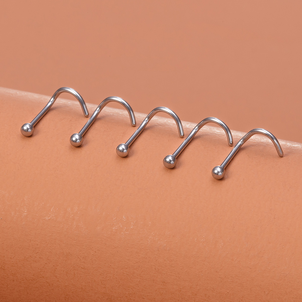 5 uds anillos de nariz para mujer 20G tornillo nariz Stud corazón Luna estrella bola Acero inoxidable narina Piercing tabique cartílago joyería: Color amarillo dorado claro