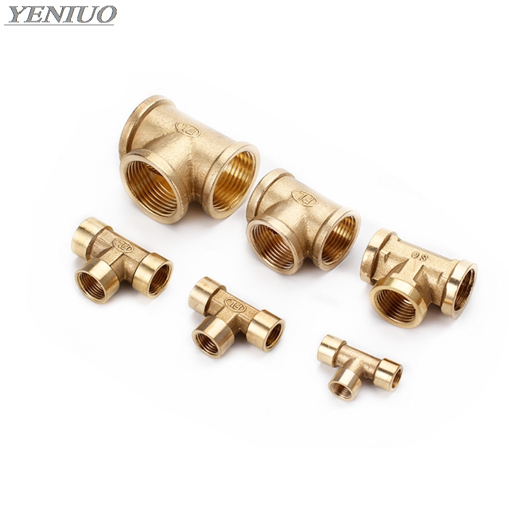 3/8" NPT T-Stück Aus Messing – Buchse Auf Stecker, Mitte Zweig, Für Wasser, Öl, Gas, Luft (Taiwan)