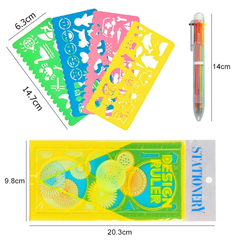 Modèles de peinture spirographe stylo à bille jouets de dessin pour enfants Puzzle art outil de bricolage multifonctionnel règle d'anniversaire TMZ: Bourgogne