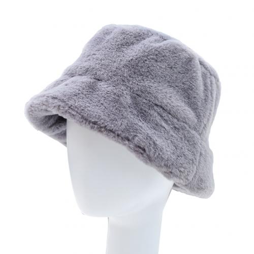 Faux pels vinter spand hat til kvinder pige solid fortykket blød varm fiskehætte udendørs ferie hat cap dame panama: Mørkegrå
