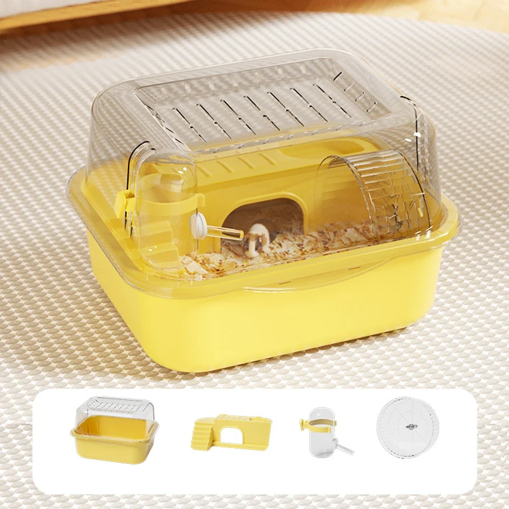 Jaula para hámster, habitat pequeño para hámster, ratón, jaula para animales pequeños para el hogar con tubo, rueda de ejercicio, cabana, hábitat para ratas, gerbos y ratones: YELLOW