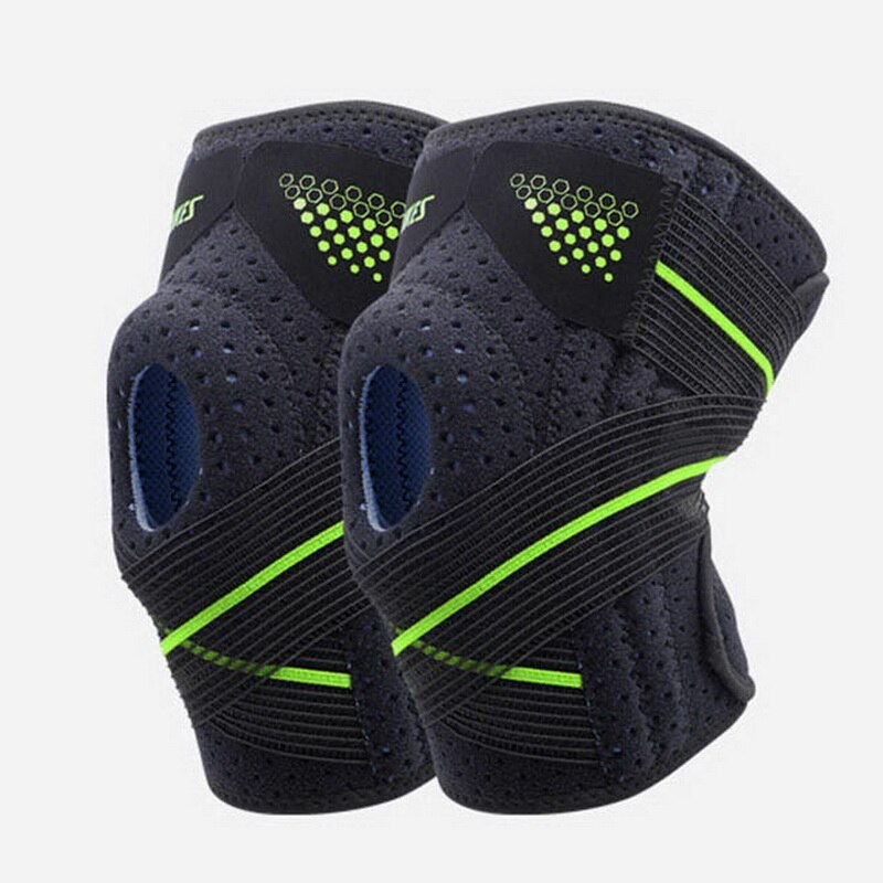 2 pezzi ginocchiere sportive ciclismo ginocchiera compressione ortesi molle supporto ginocchiera palestra mtb artrite lavoro ginocchiera: 2 pcs black green
