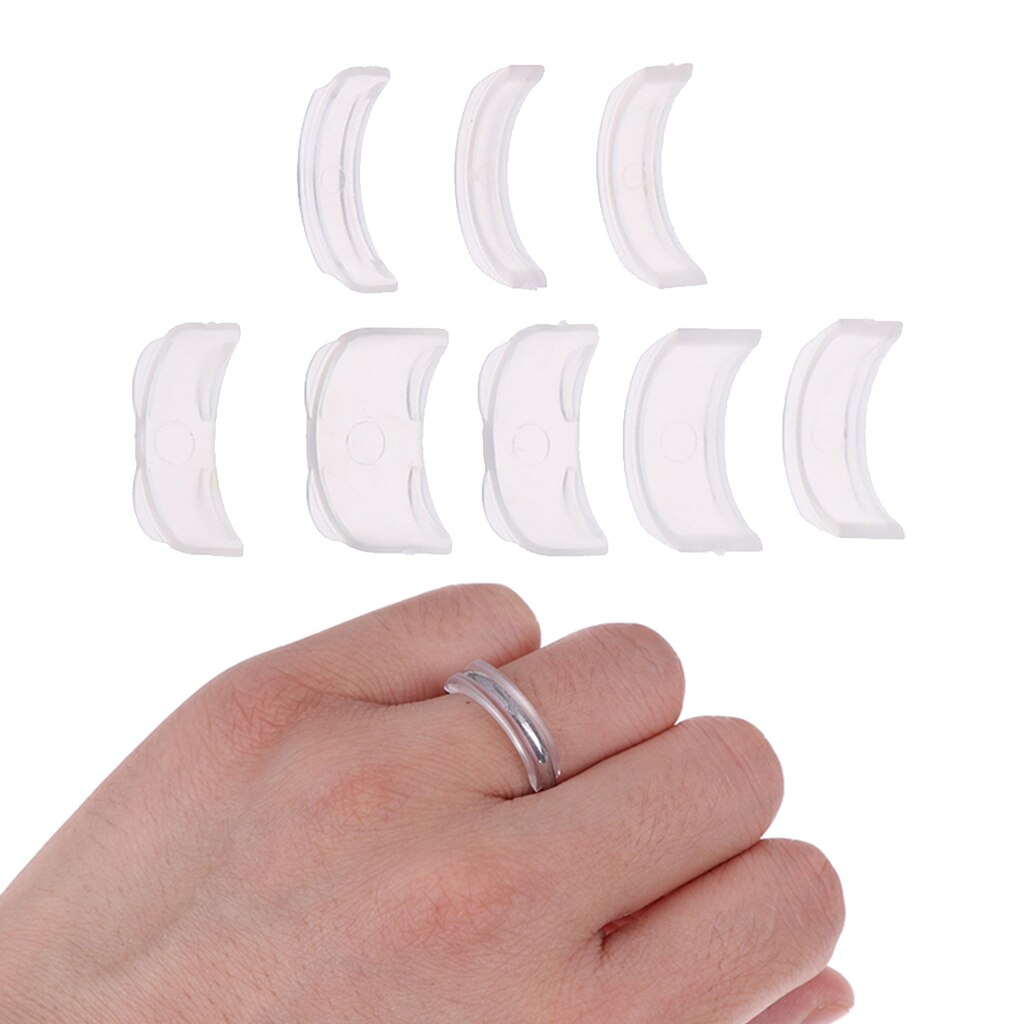 8 stuks onzichtbare ringmaatverkleiner voor dames, geschikt voor 2-10mm ringen
