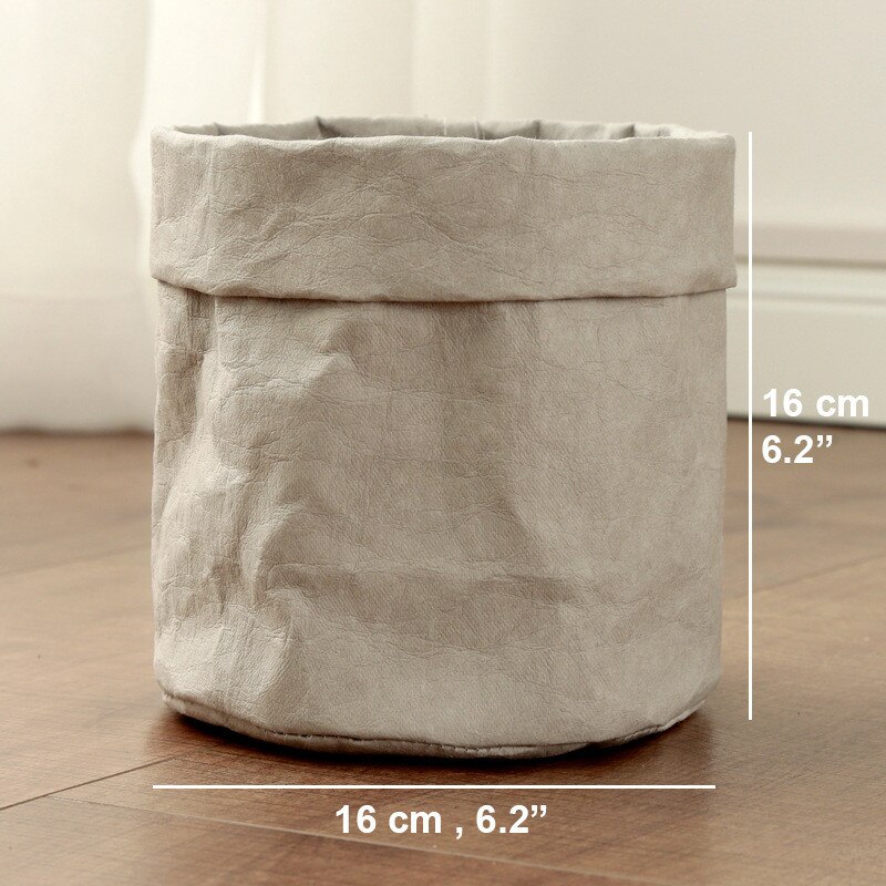 Maceta de flores de papel Kraft VOGVIGO, impermeable, ecológica, reutilizable, maceta para plantas, bolsa de almacenamiento multifunción para escritorio para el hogar: Gray L