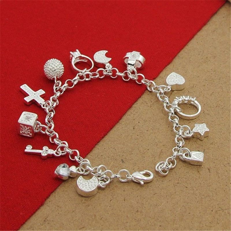 925 Sterling Zilveren Armband Met Meerdere Hanger Zirkoon Armbanden Voor Vrouwen Party Charm Jewelry