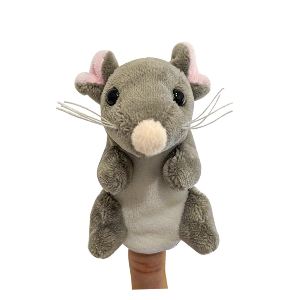 Burattini da dito in tessuto a forma di animali da fattoria per giochi di ruolo e racconti, burattini da mano a forma di animali, burattini cartoni animati Kawaii per spettacoli didattici: Grigio