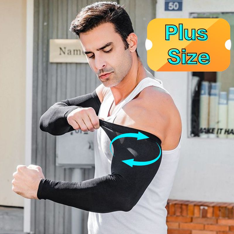 1 Paar Sommer-Sonnenschutz-Ärmel aus Eisseide für Herren, Übergröße, Armschutz, UV-Schutz, Handschuhe, Armstulpen, schnell trocknend, Armwärmer