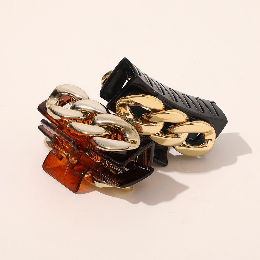 Metal Chain Catch Clip Simple Large Back Head Broken Hair Clip Female Headdress Temperament Shark Clip