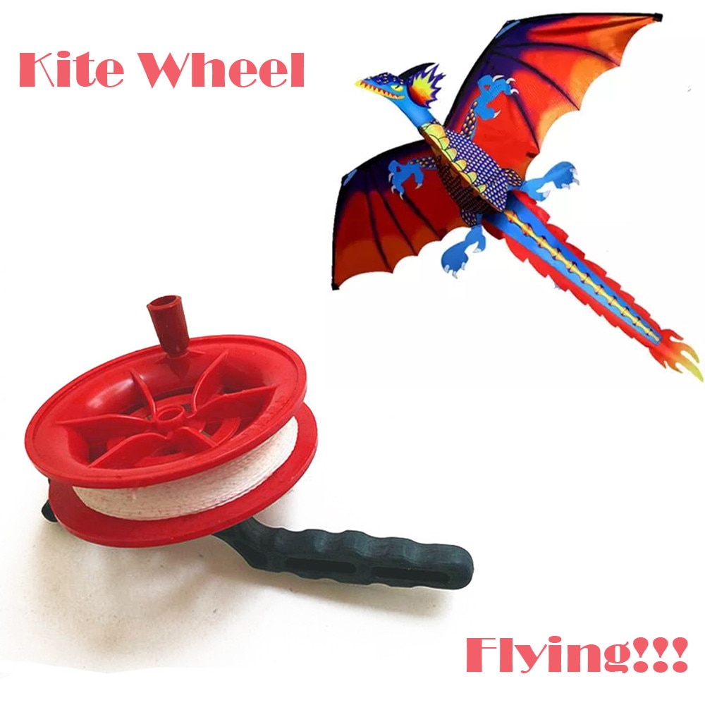 Kite Reel Winder 50M Twisted String Line Red Wheel Kite Reel Winder Outdoor Kite Accessories