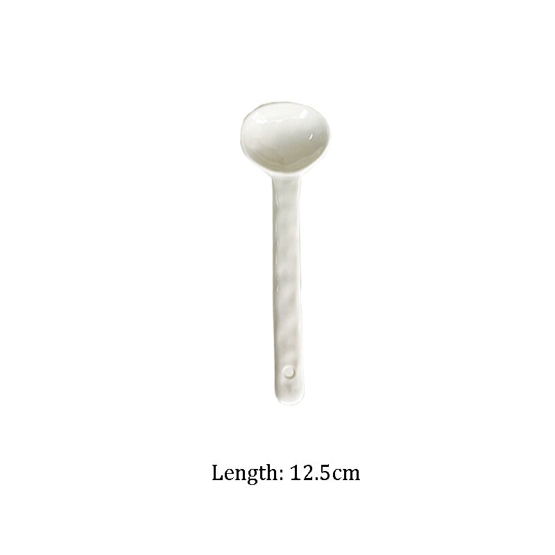 LadyCC – fourchette irrégulière en céramique Simple et créative, cuillère de dessin animé blanche, couteau à beurre, accessoires de tir: D