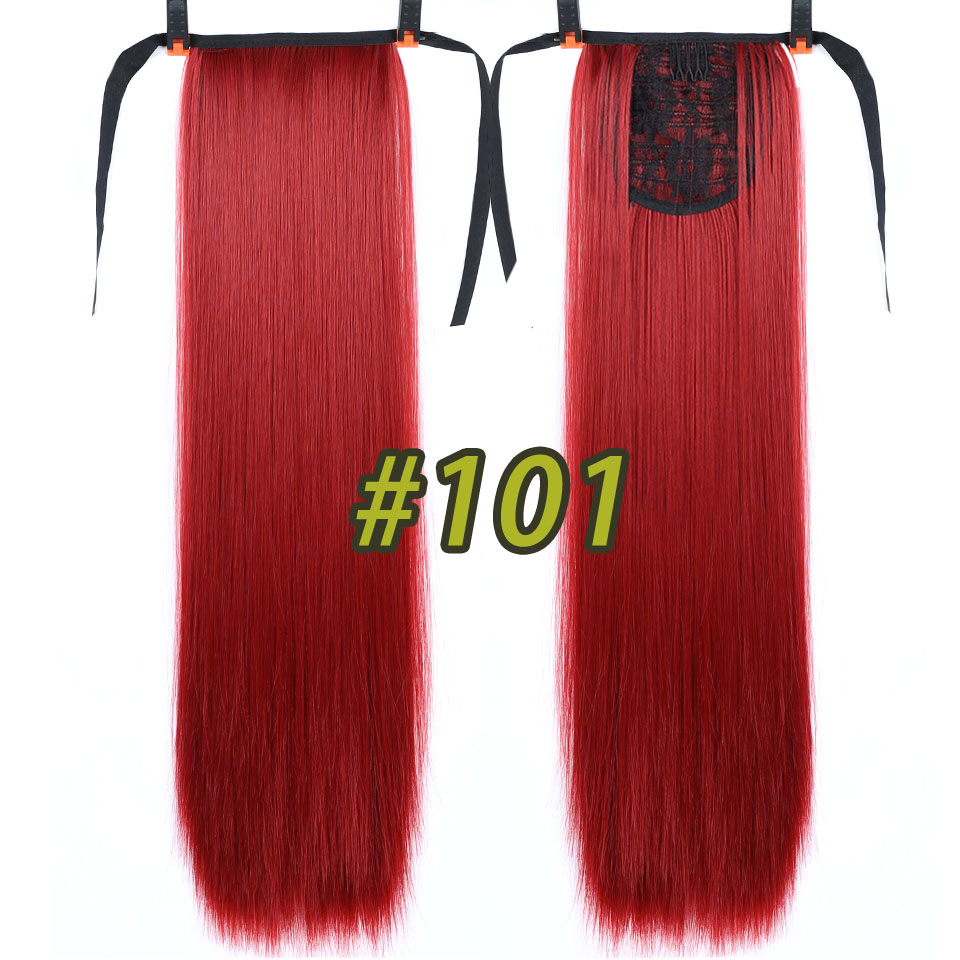 LUPU-peluca larga y Lisa para mujer, coleta de 22 pulgadas, extensiones de cabello sintético resistente a altas temperaturas, color negro Natural: 101