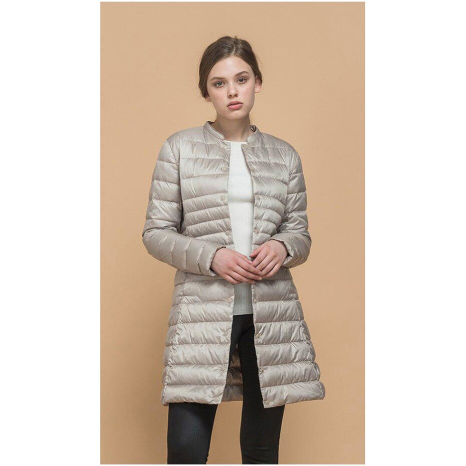 ZOGAA Vrouw Winter Gewatteerde Warme Parka Ultra Light Duck Down Jassen Lange Overjas Slim Fit Solid Jassen Draagbare Parka