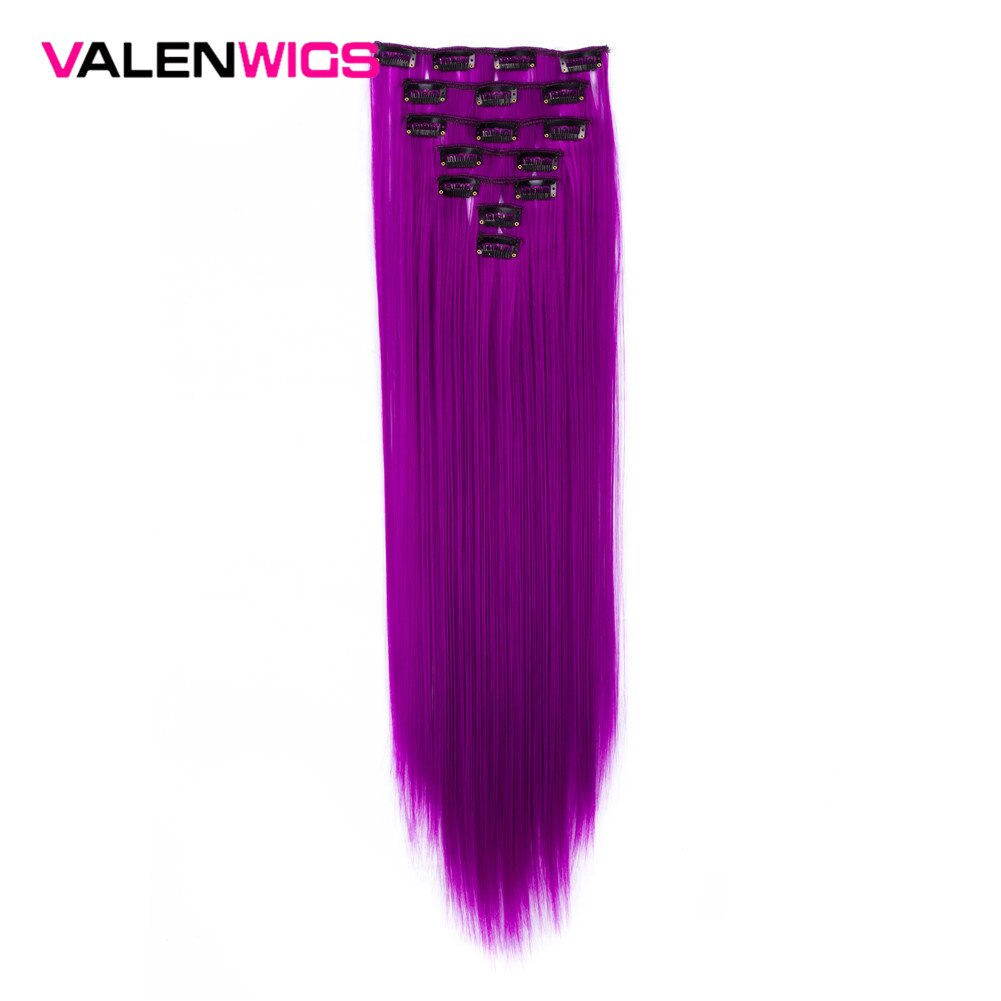 Valenwigs Synthetisch Haar Extensions Clip In Hair Extensions 22 "130G Clip Op Hair Extension Straight Kleurrijke Haarstukken Cosplay