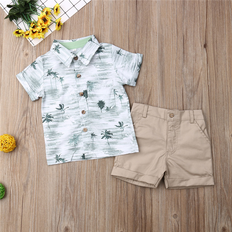Conjunto de ropa de bebé niño lindo estilo bohemio estampado Tops camiseta pantalones cortos Caballero traje Formal niños trajes niños traje
