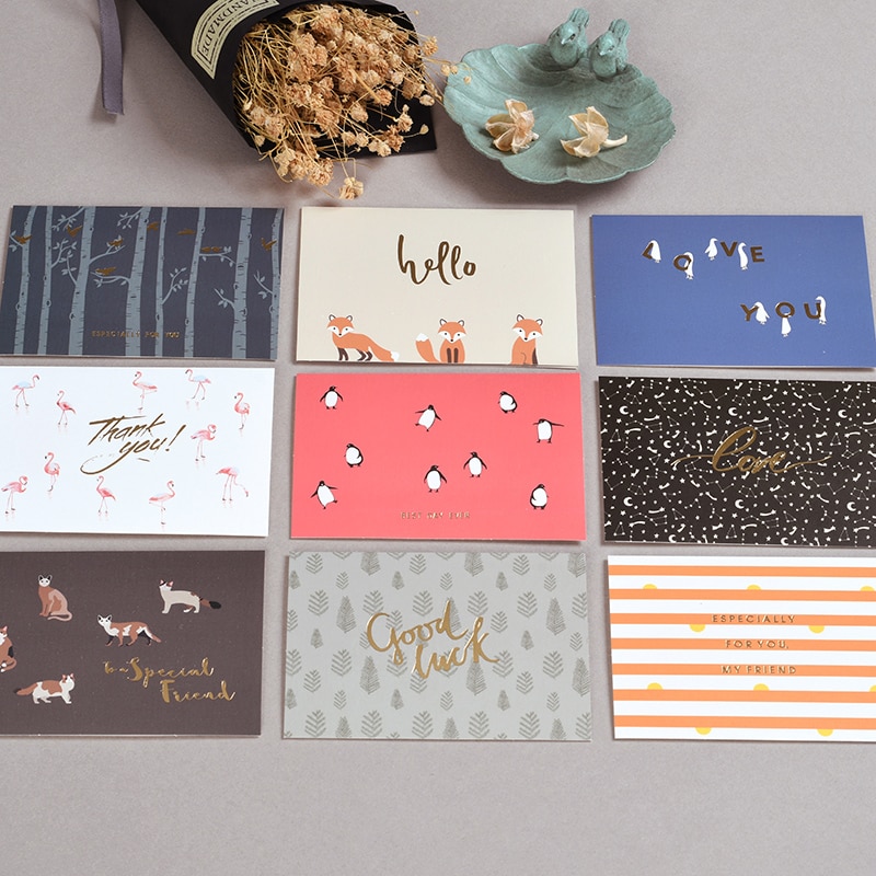 2pcs cute mini greeting cards forest animal small message cards valentine friend thank you cards