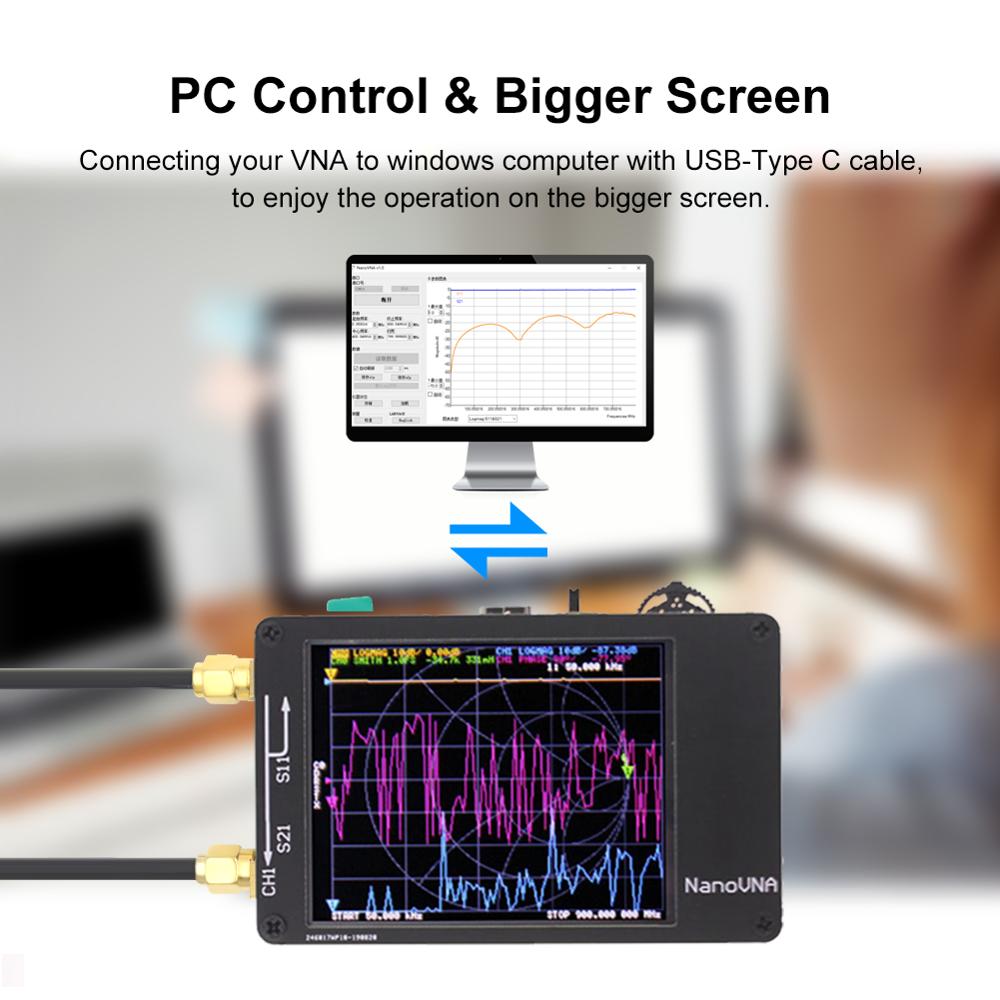 NanoVNA 50KHz-900MHz Vector Network Analyzer Digital Touching Screen Shortwave MF HF VHF UHF Antenna Analyzer Standing Wave