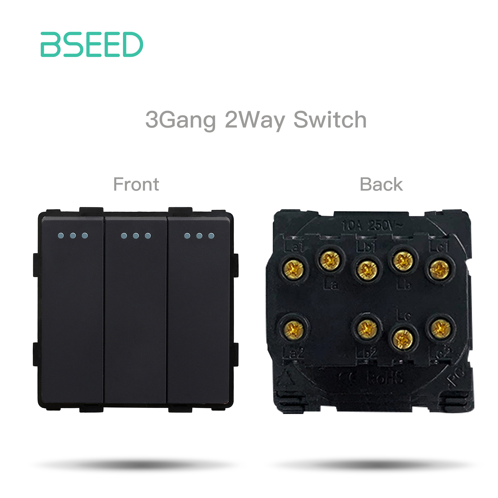 BSEED Mechanical Button Switch Part 1/2/3Gang 1/2Way Wall Socket Function Parts Glass Frame White Black DIY Combination: Type8