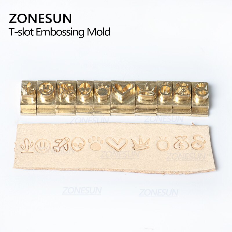 ZONESUN 5/7/10cm T-slot Alphabet Numbers Symbol Leather Stamping Cold Press Tool Brand Iron Custom Initial Mould Embossing Mold