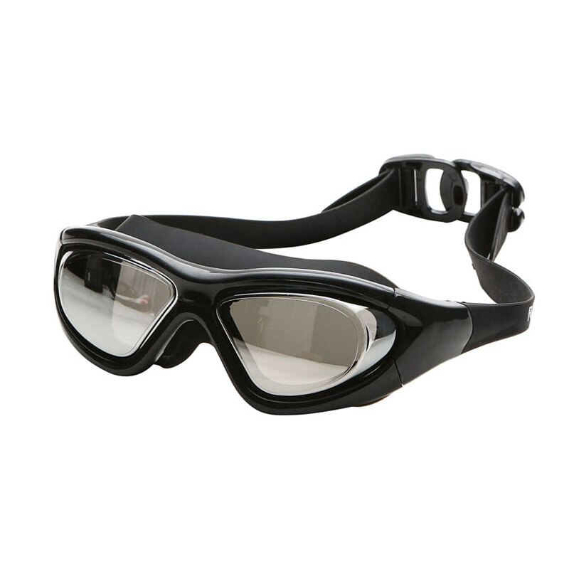 Gafas de natación graduadas para miopía, lentes ópticos de silicona para piscina, antiniebla, impermeables, para hombres y mujeres: Black