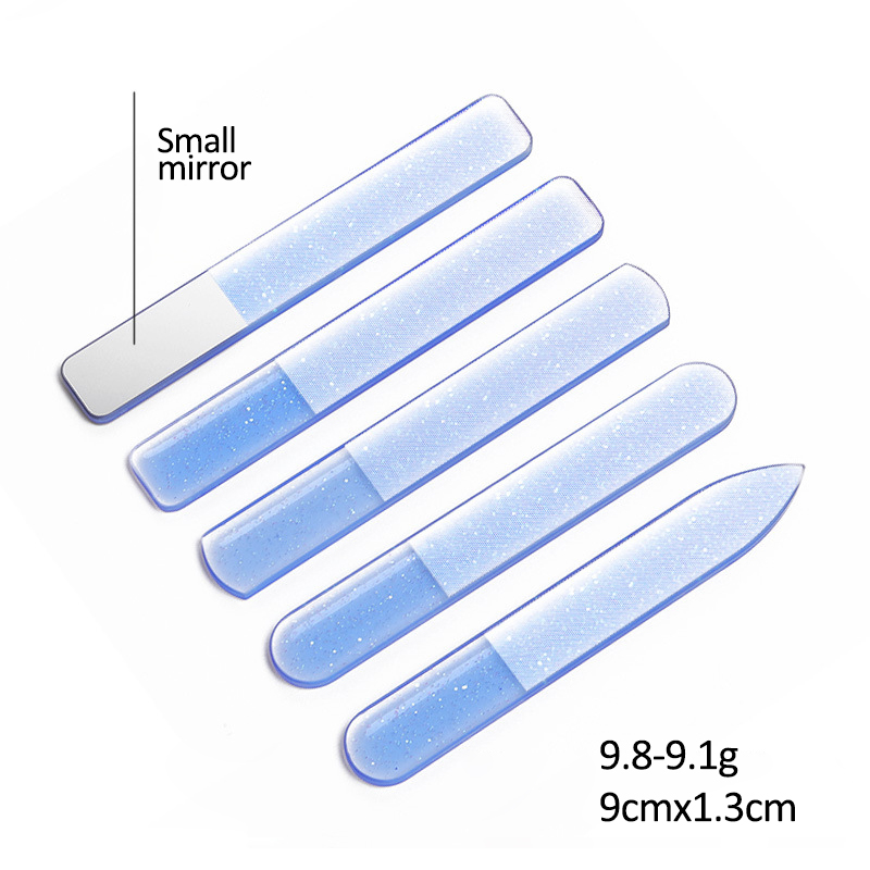 Limes à ongles en verre Nano, ponçage Transparent, polissage, meulage, tampon à ongles, lime Durable, outil de manucure, 1/5 pièces: 5PCS-Blue