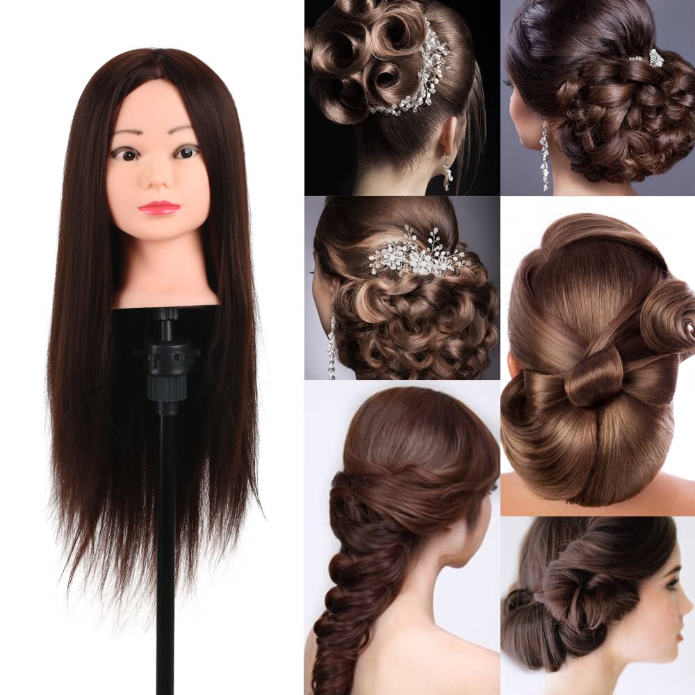 Hairdressing Dummy Head Salon Head + Hair Clamp Holder For Hair Practice Long Hair Training Head Practice Salon