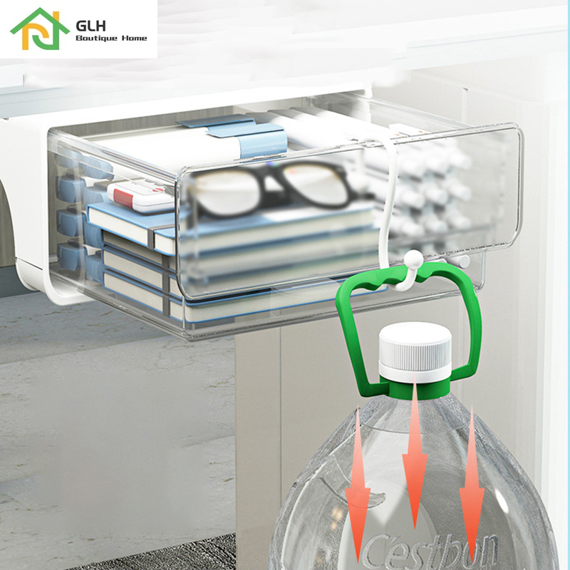 Under Desk Hidden Drawer Box Plastic Kitchen Storage Holder Desk Organizer Memo Pen Stationery Storage Box Case
