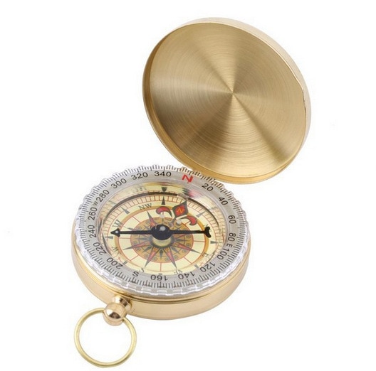 Camping Compass Hiking Pocket Brass Golden Compass Portable Compass Navigation for Outdoor Activities