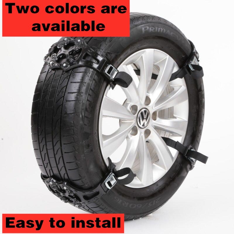8 pçs pçs/set correntes de neve pneu de carro inverno roadway segurança pneu neve ajustável anti-skid segurança tpu correntes dupla pressão roda skid: 2 Pcs Black