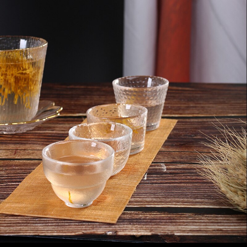 Japanese Style Glass Small Tea Cup Gongfu Tea Set Eight-piece Glass Tea Cup Glass Tea Cup Set Chinese Tea Set Shot Glas