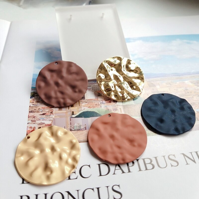 Round alloy spray paint wave pendant European and American DIY material earrings Accessories