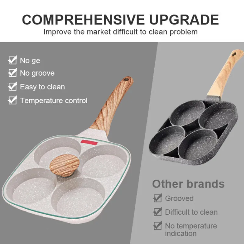 4- huls omeletpande stegegryde med låg fortykket bøfpande brød morgenmadsmaskine induktion universal nonstick æggepandekage