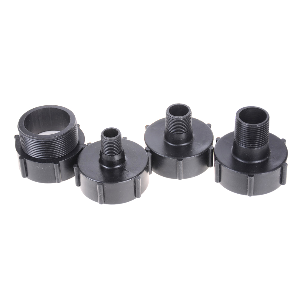 Zwart Gallon IBC Tote Tank Afvoer Adapter Grove Draad Tuinslang 2 "Naar 1/2" 3/4"