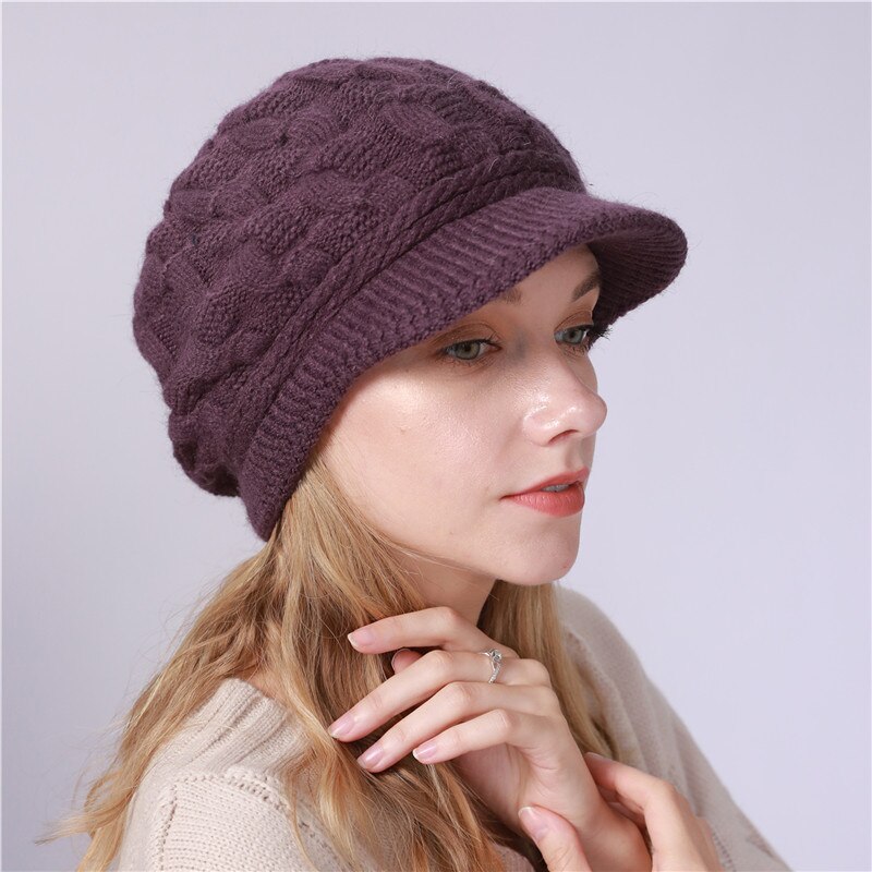 Chapeau en tricot pour femme, , ample, ample, en Crochet, décontracté, uni, doux, collection hiver: J